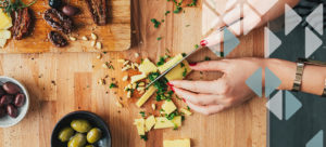 From Above Image of Chopping Vegetables on a Cutting Board